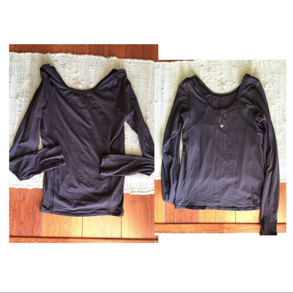 Lululemon long sleeve black and mesh top size 4